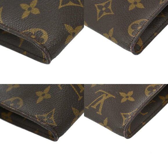 LOUIS VUITTON Logo BUCKET PM Pouch Bag Monogram Leather Brown France - Picture 10 of 13